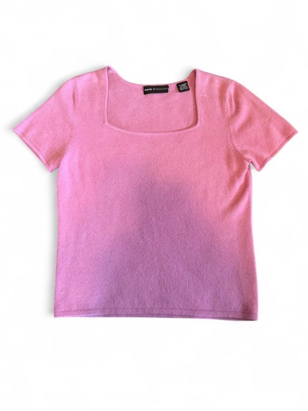 Dana Buchman Pink Short Sleeve Square Neck Top cashmere